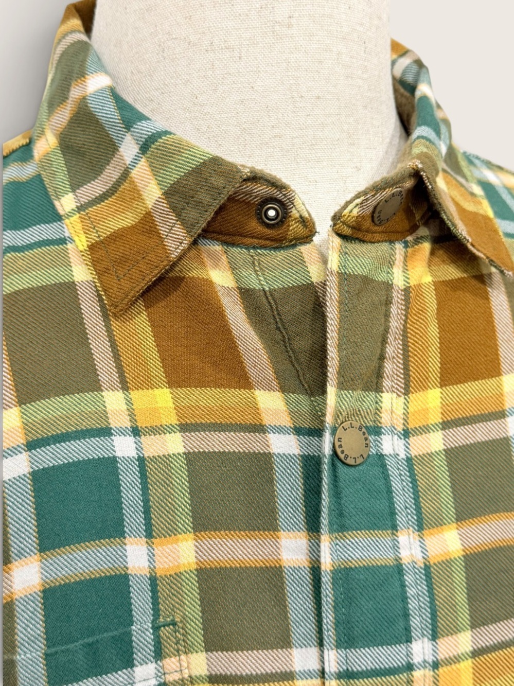 LL Bean Men's Medium Fleece Lined Flannel Shirt Traditional Fit Allspice NWT - Picture 2 of 14